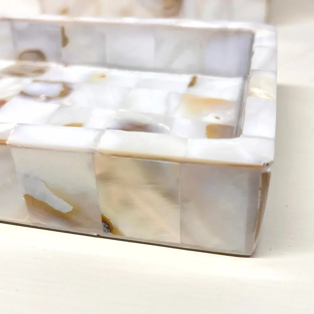 Bed Bath Beyond Capiz Shell Tissue Box Holder Cover and Soap Dish